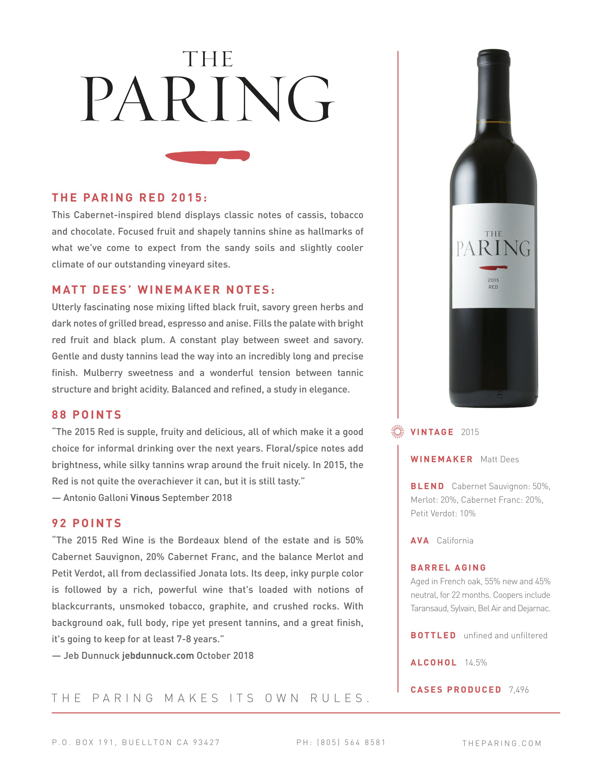 2015 The Paring Red