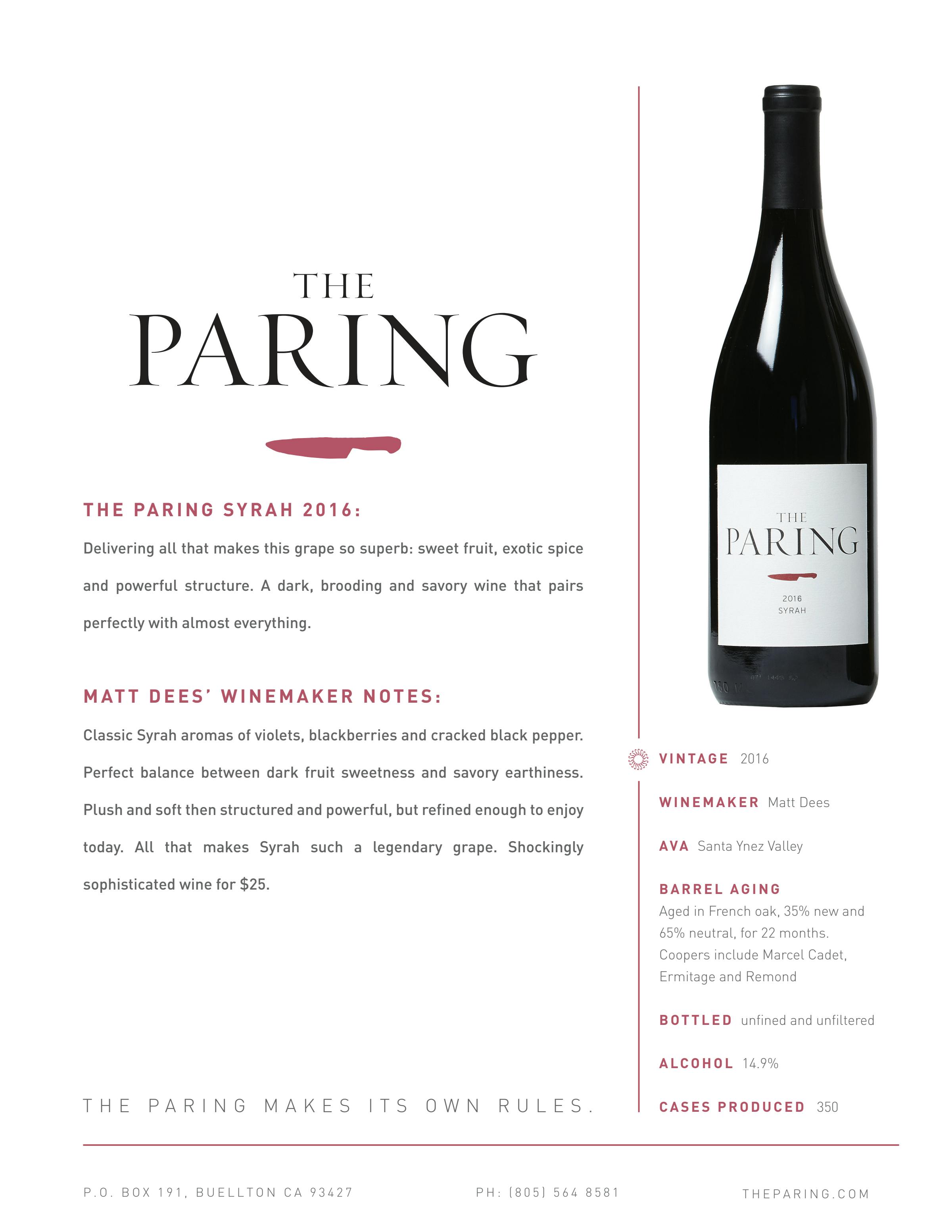 2016 The Paring Syrah