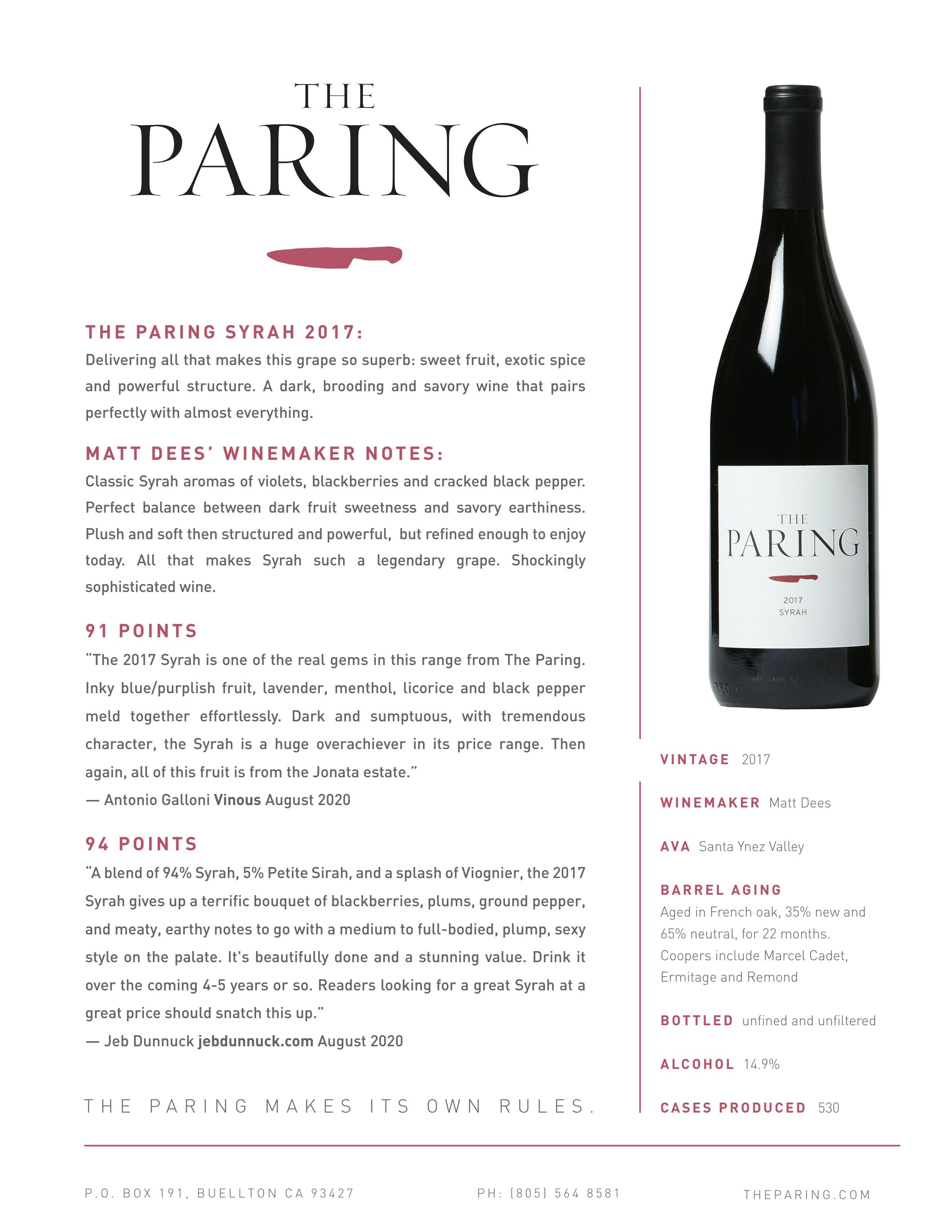 2017 The Paring Syrah