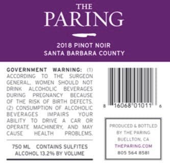 2018 Pinot Noir Back