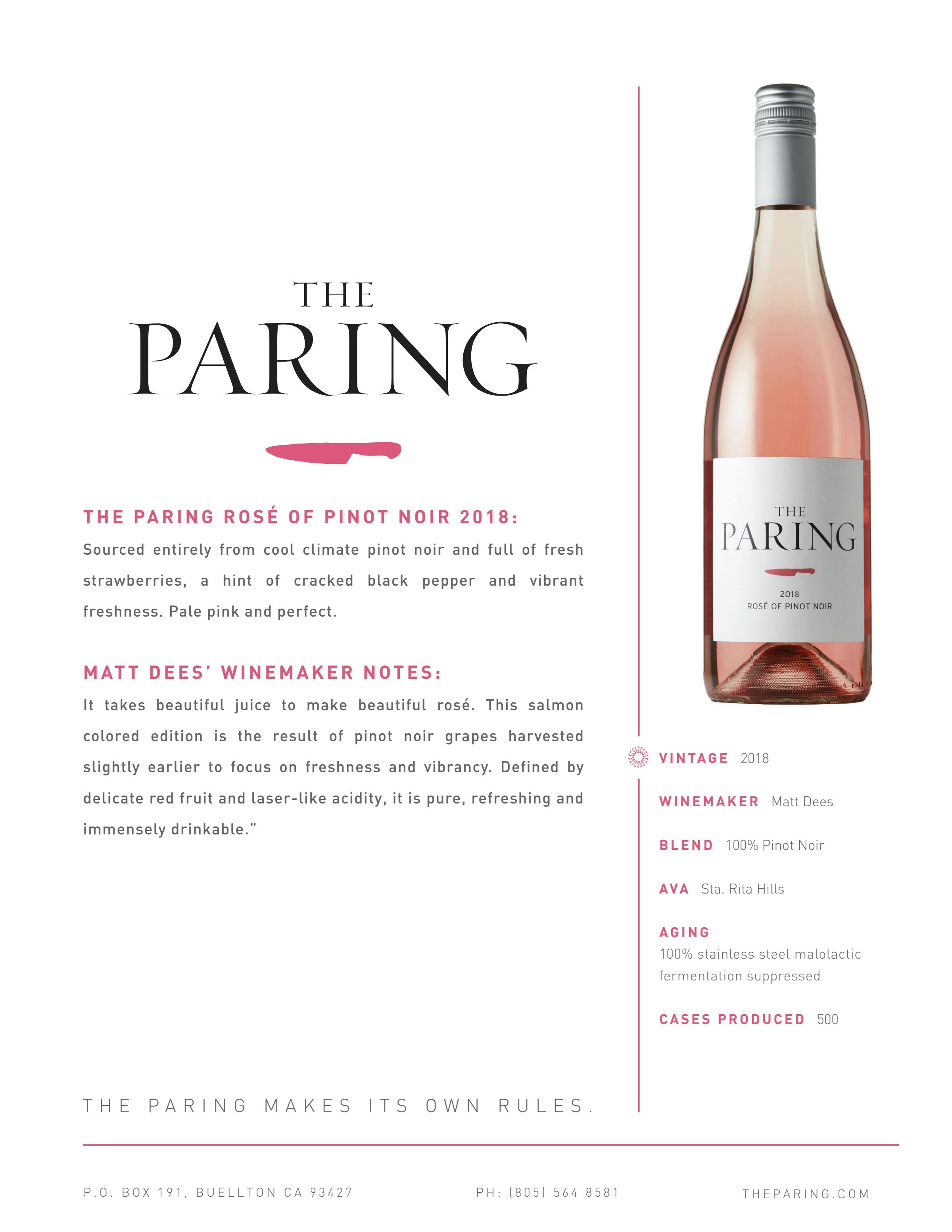 2018 The Paring Rose Info Sheets