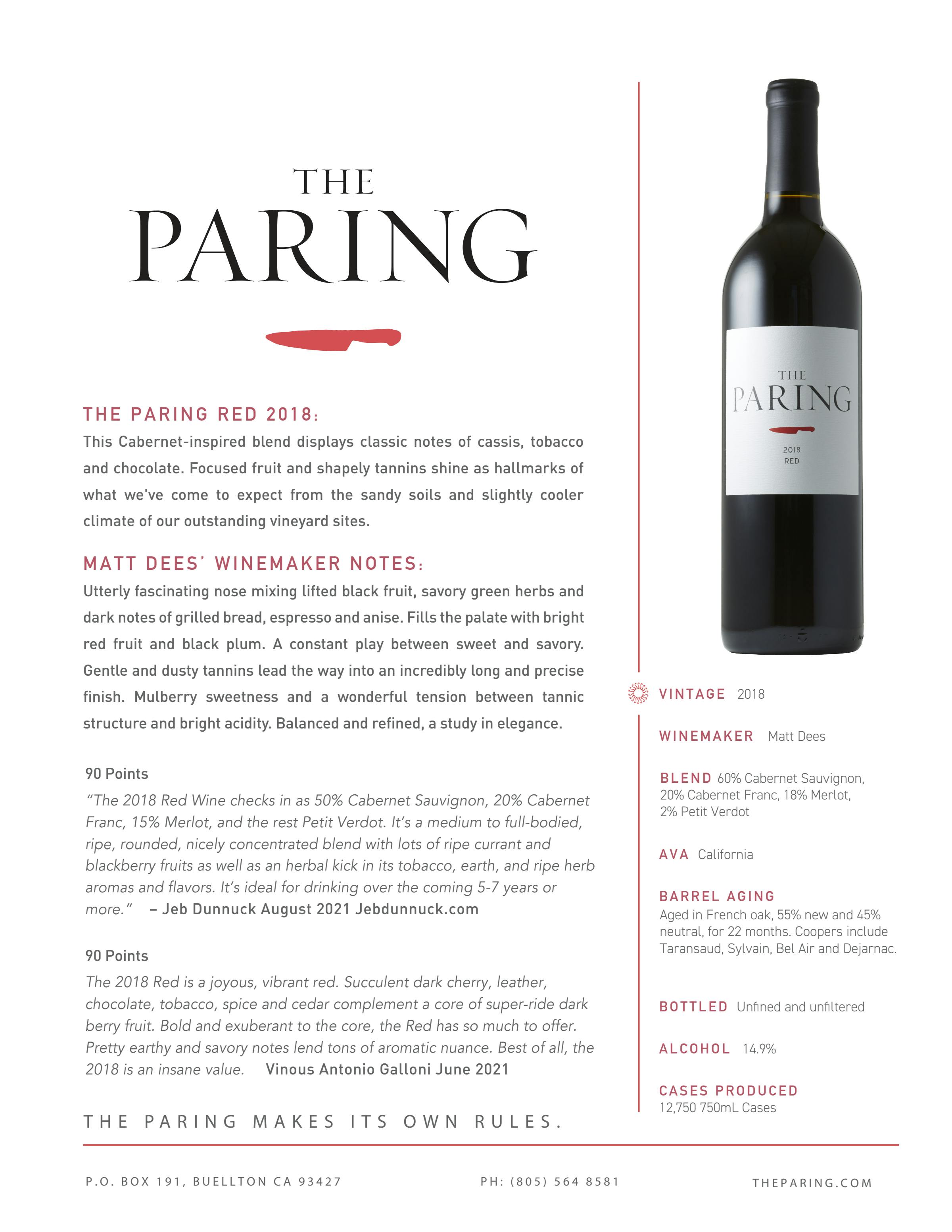 2018 The Paring Red Updated 4 23