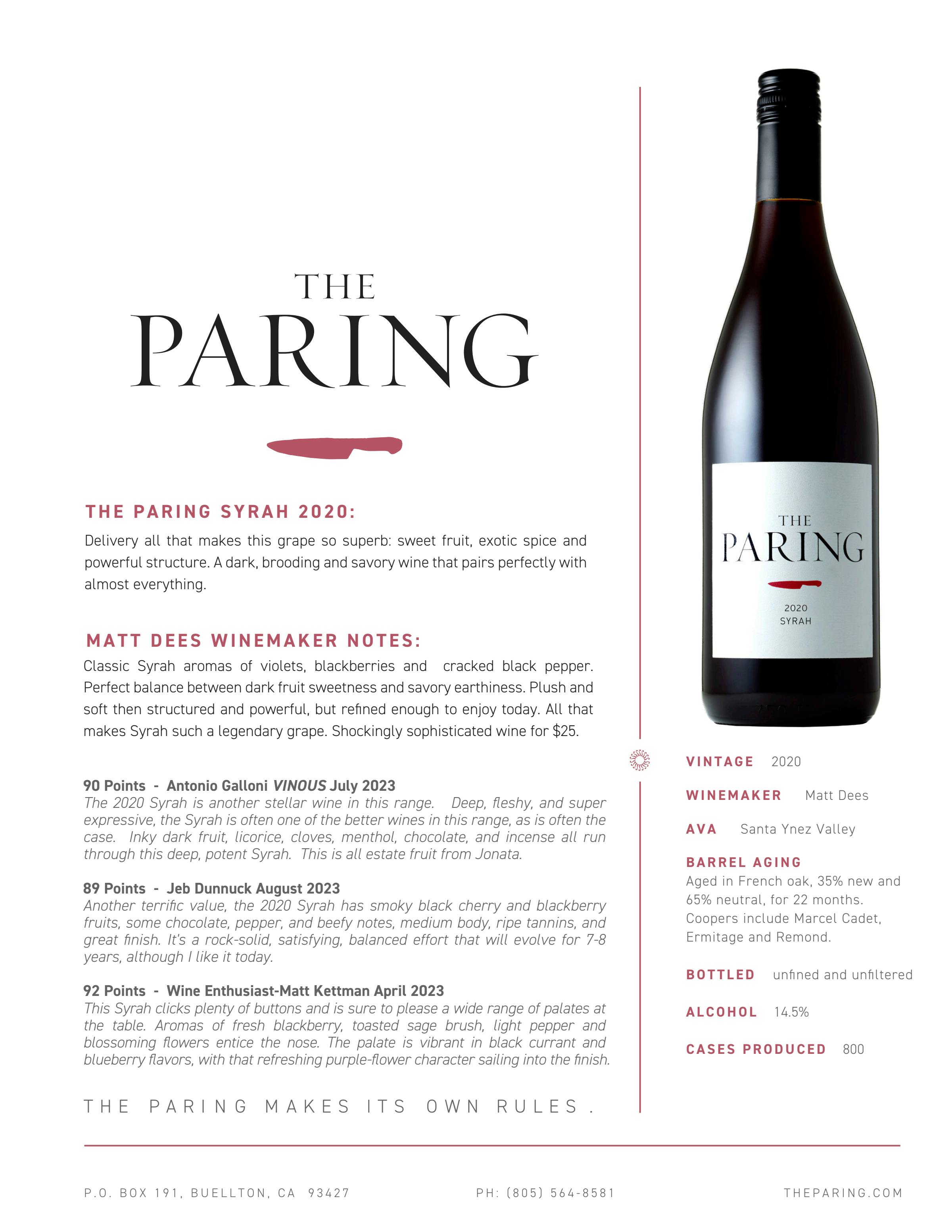 2020 The Paring Syrah WIS Updated Aug20251