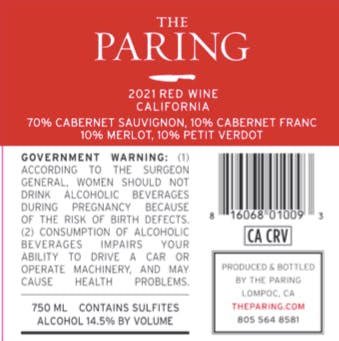 2021 Paring Red Back Label